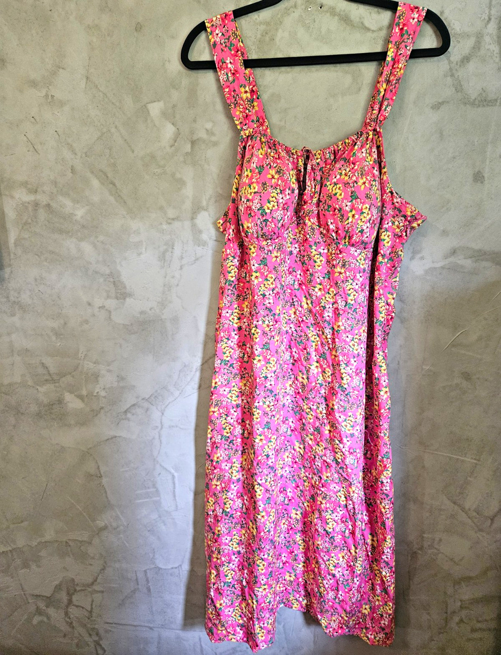 Madden Girl Pink Floral Square Neck Sleeveless Midi Dress Rayon 1X Side Slit